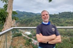 Me on the glass bridge overlooking the valley